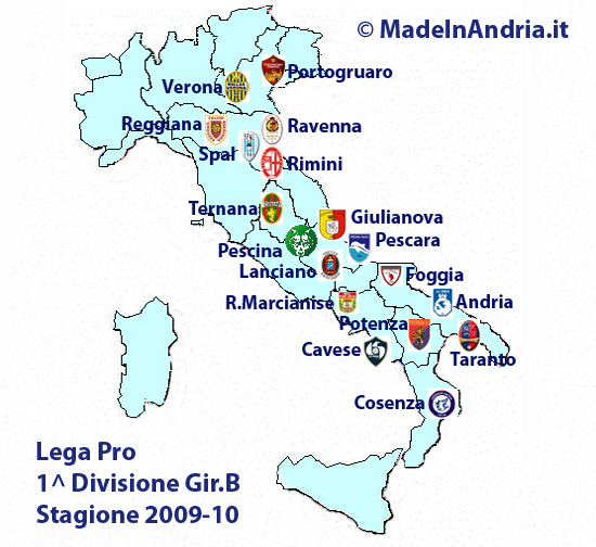 Mappa geografica 1^ Divisione Girone B