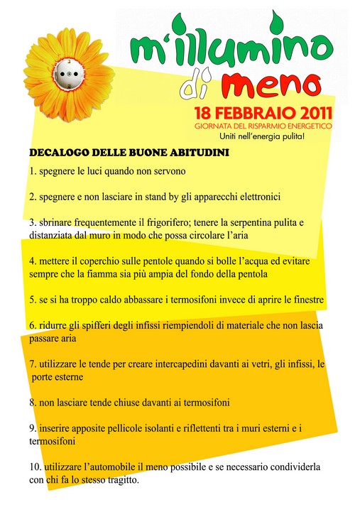 18 Febbraio: M'illumino di meno, Giornata del Risparmio Energetico 2011 - Andria